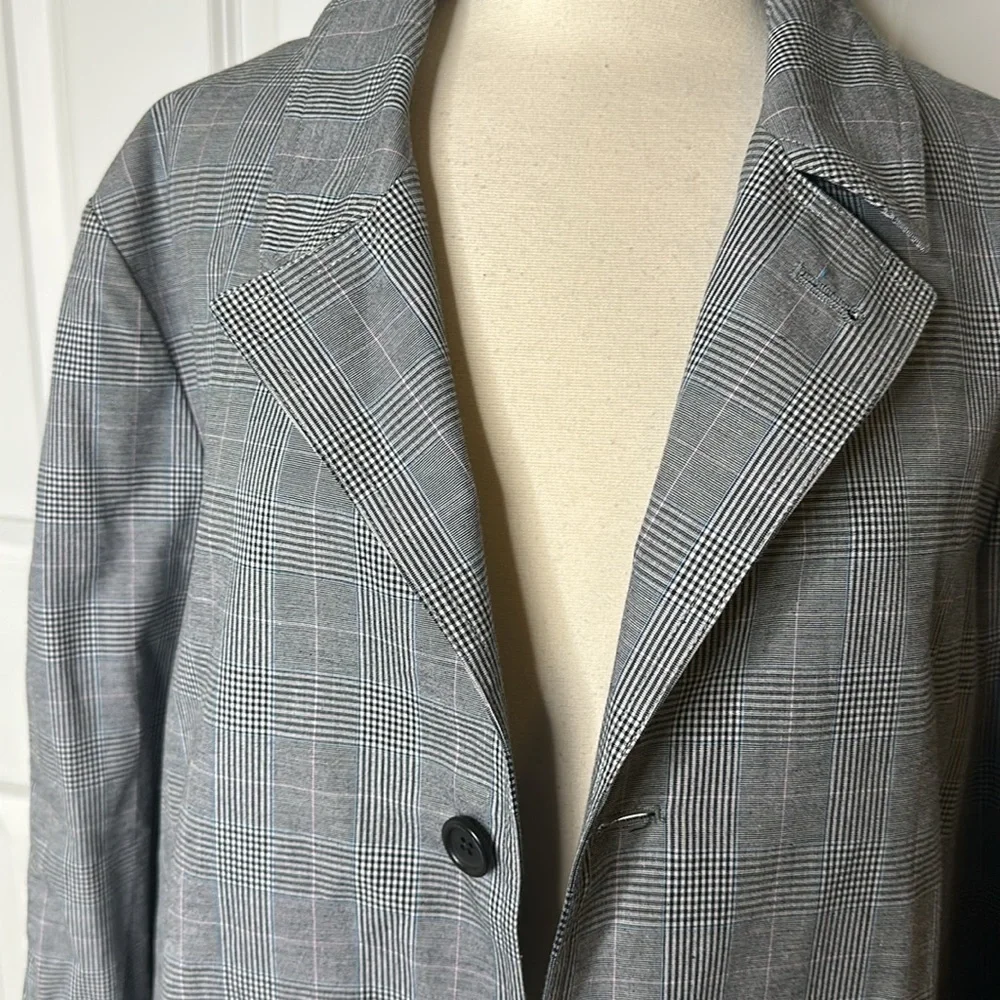 UNIS Grey Plaid Trench Coat Sz44